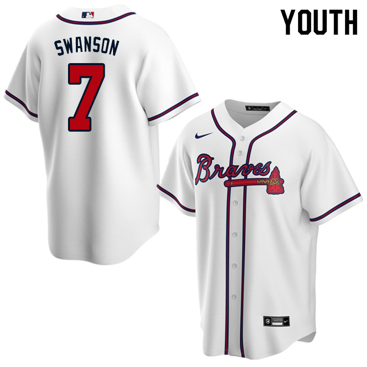 Nike Youth #7 Dansby Swanson Atlanta Braves Baseball Jerseys Sale-White